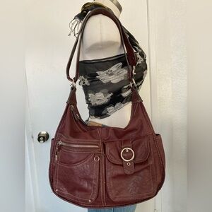 Elegant Rosetti Burgundy faux Leather Shoulder Bag